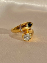 Load image into Gallery viewer, Vintage 14k Sapphire Diamond Cluster Bypass Ring
