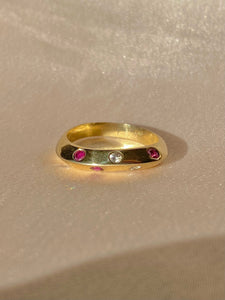 Vintage 14k Ruby Diamond Knife Edge Ring