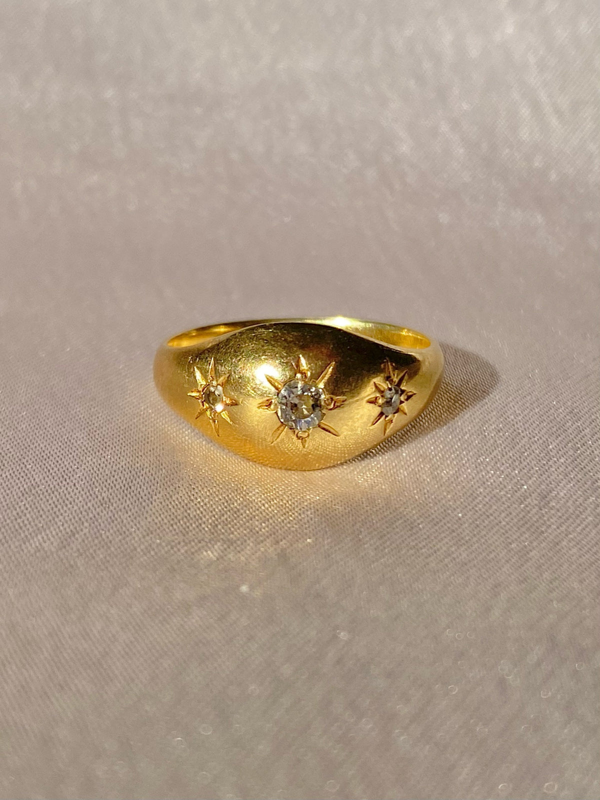 Antique 18k Diamond Tapered Trilogy Gypsy Ring
