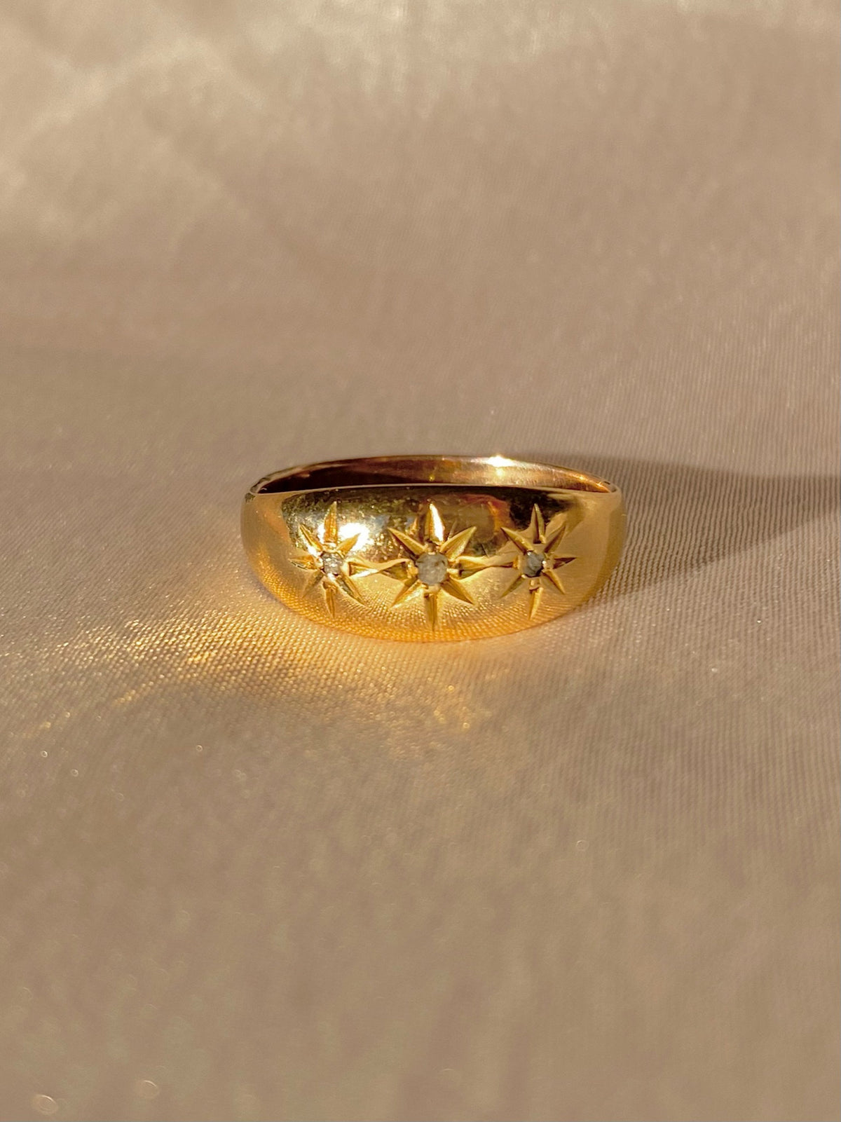 Antique 18k Rose Cut Diamond Starburst Gypsy Ring 1800s