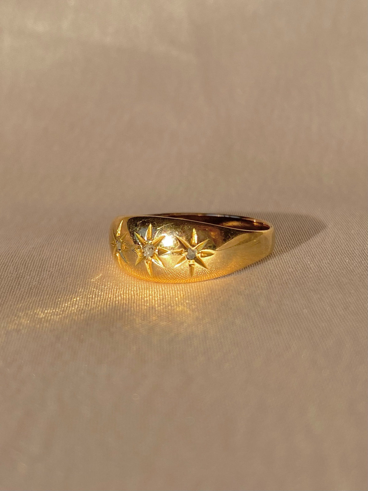 Antique 18k Rose Cut Diamond Starburst Gypsy Ring 1800s