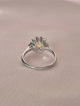 Load image into Gallery viewer, Vintage 14k White Gold Opal Diamond Halo Ring
