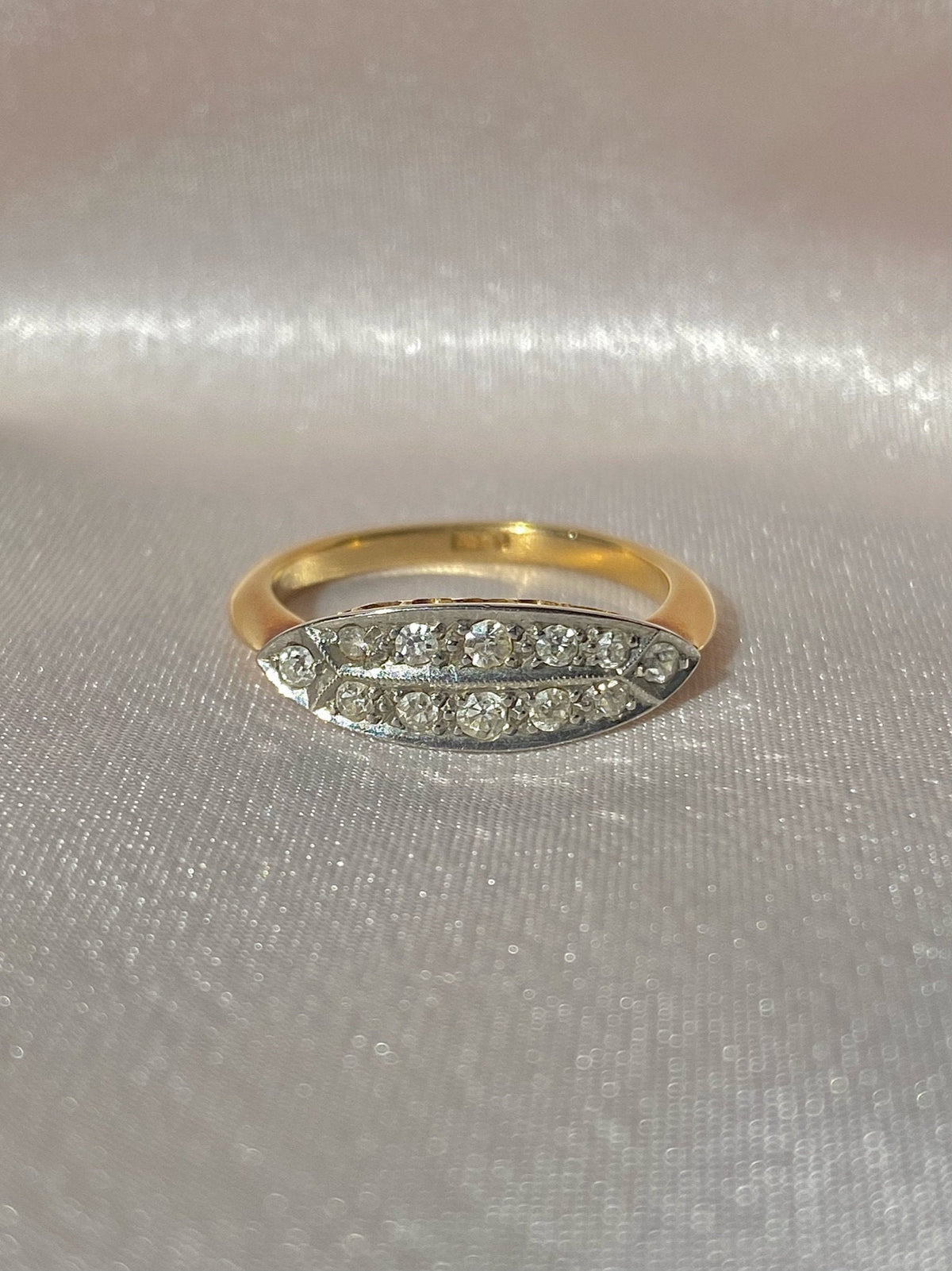 Antique 18k Diamond Art Deco Boat Ring