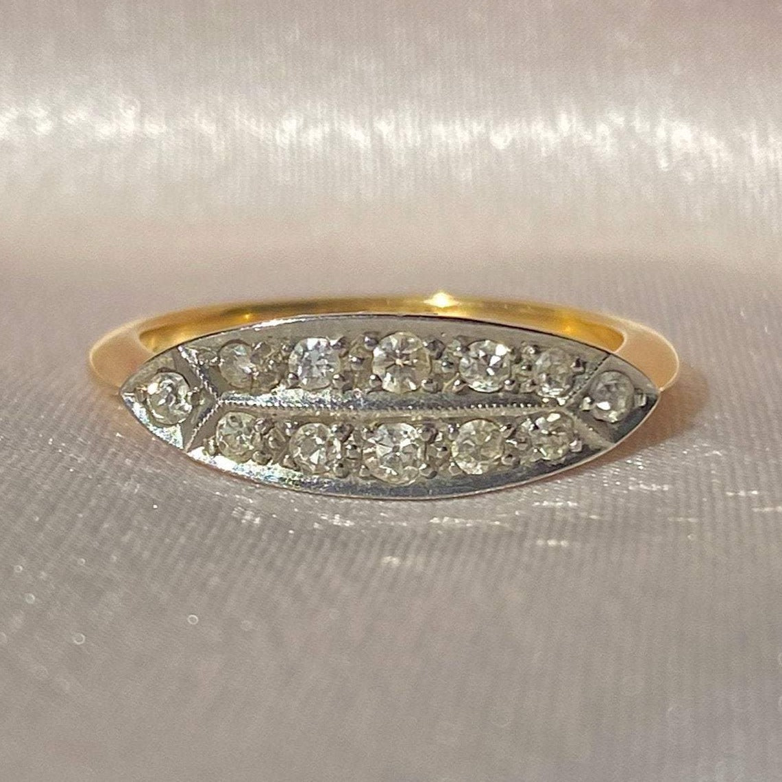 Antique 18k Diamond Art Deco Boat Ring