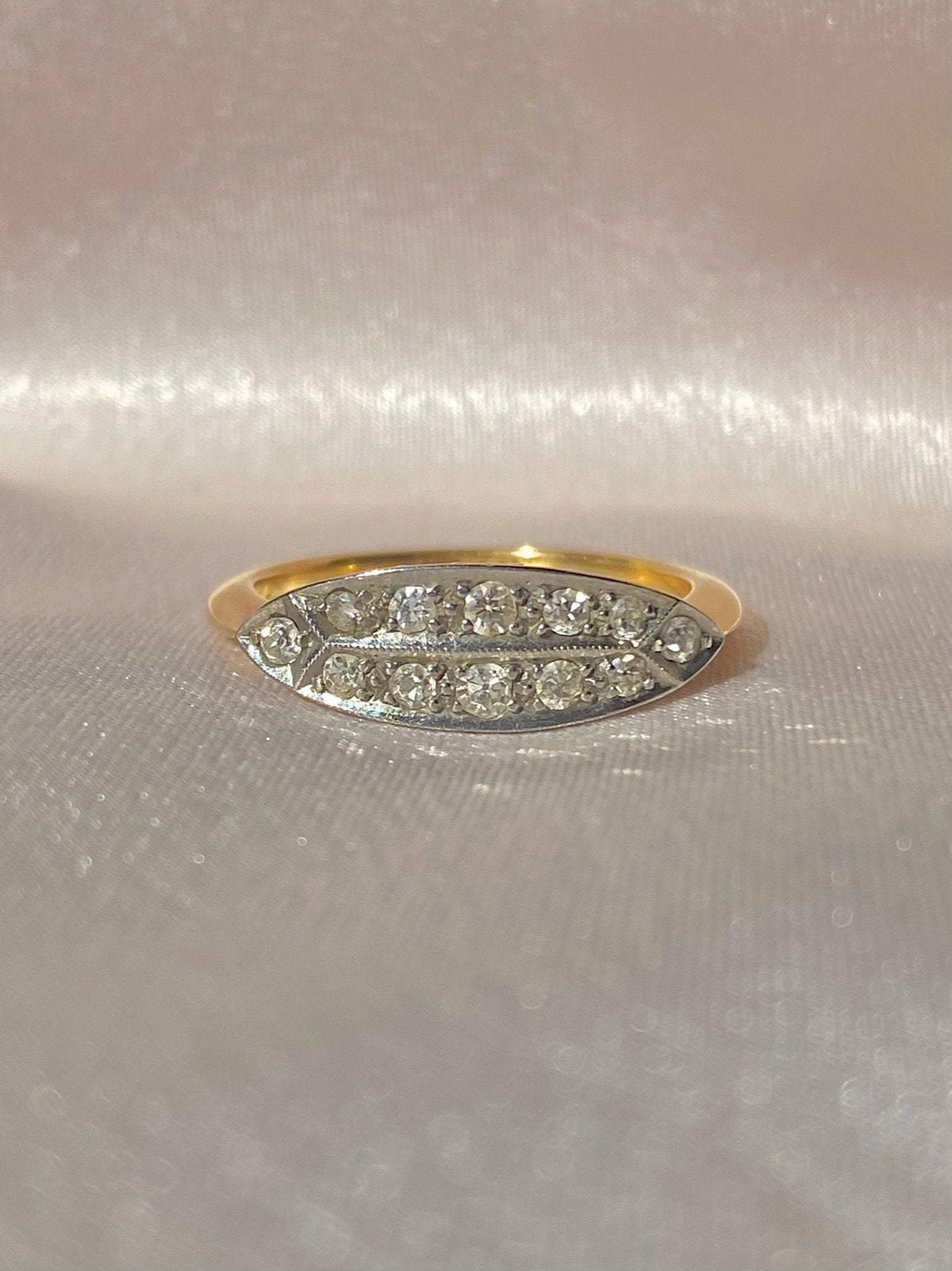 Antique 18k Diamond Art Deco Boat Ring