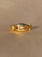 Load image into Gallery viewer, Antique 18k Garnet Diamond Trilogy Gypsy Ring 1901

