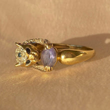 Load image into Gallery viewer, Vintage 9k Tanzanite Pave Sapphire Diamond Jaguar Ring
