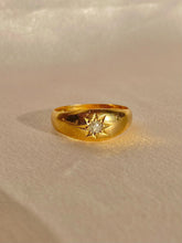 Load image into Gallery viewer, Antique 18k Diamond Solitaire Gypsy Ring 1923
