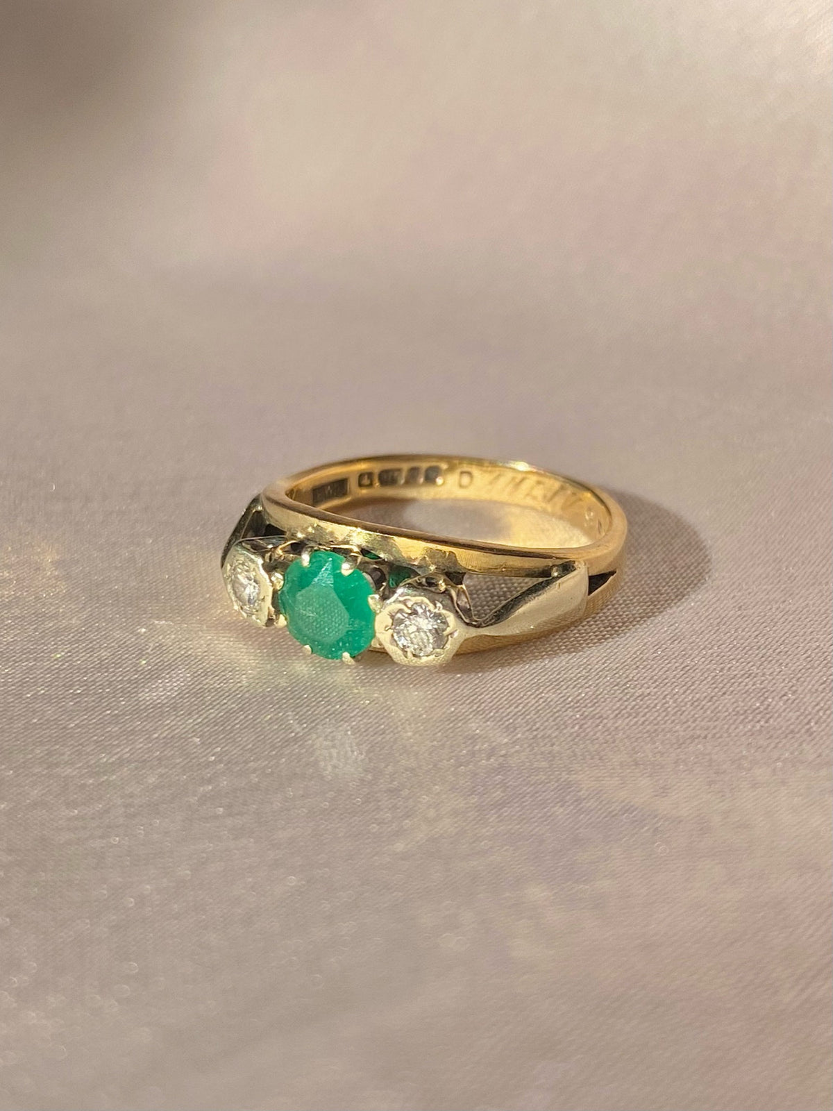 Vintage 9k Emerald Diamond Ring 1967