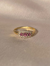 Load image into Gallery viewer, Vintage 9k Ruby Diamond Cluster Ring 1993
