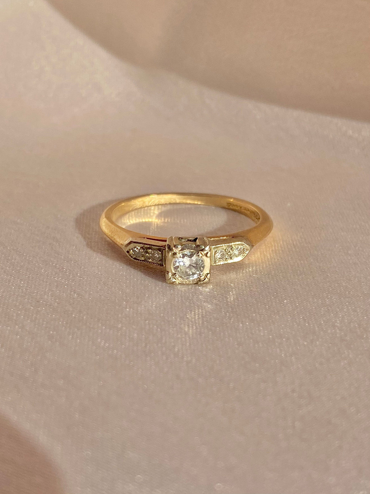 Antique 14k Old European Diamond ArtCarved Ring