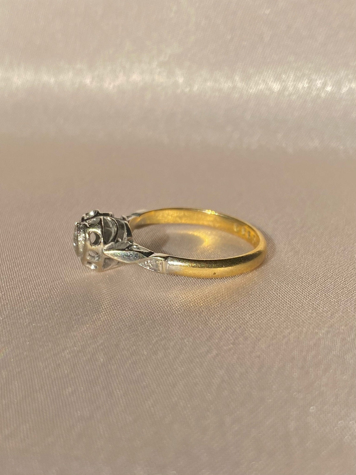 Vintage 18k Diamond Heart Ring 1968