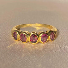 Load image into Gallery viewer, Vintage 18k Pink Gemstone Half Eternity Ring 1999
