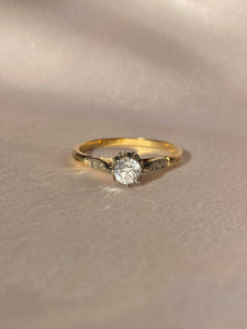 Vintage 18k Raised Transitional Diamond Solitaire Ring