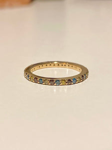 Vintage 14k Rainbow Diamond Eternity Band 0.95 cts