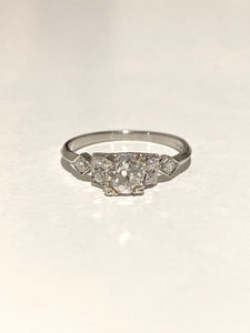 Antique Platinum Art Deco Old Mine Cut Diamond Ring