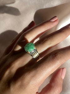 Vintage 14k Carved Jade Diamond Ring