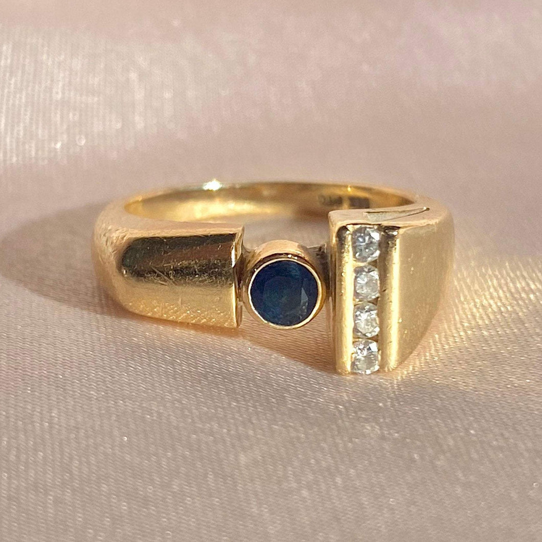 Vintage 14k Spinel Diamond Geometric Ring
