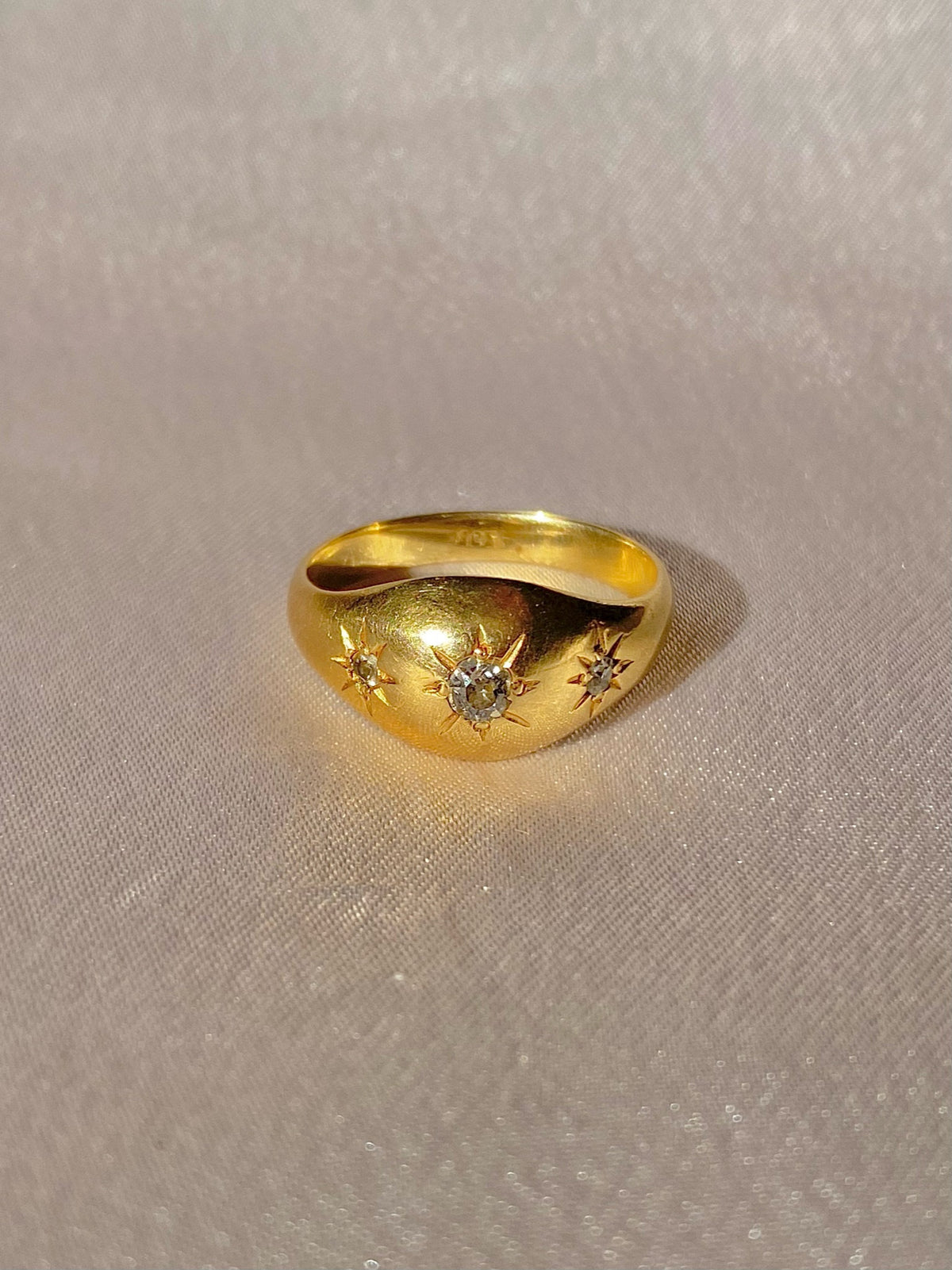 Antique 18k Diamond Tapered Trilogy Gypsy Ring