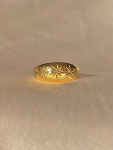 Antique 18k Rose Cut Diamond Starburst Gypsy Ring 1800s