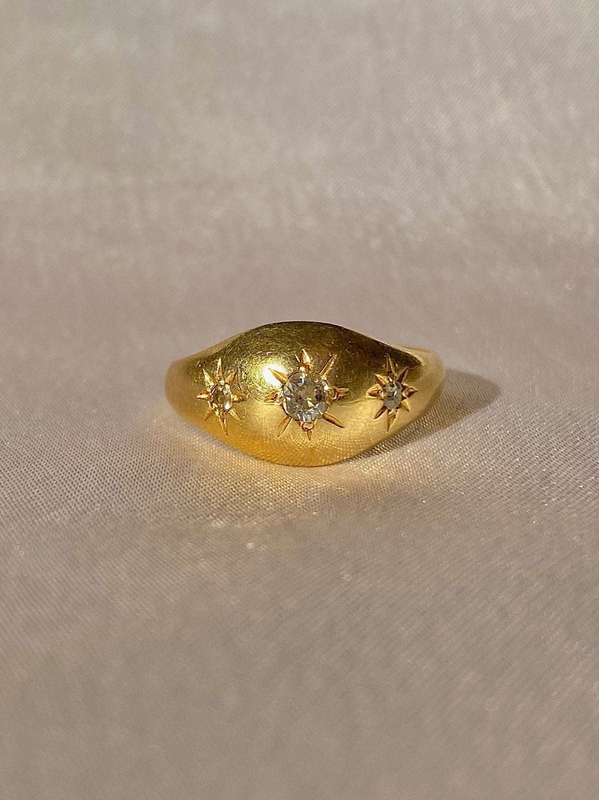 Antique 18k Diamond Tapered Trilogy Gypsy Ring