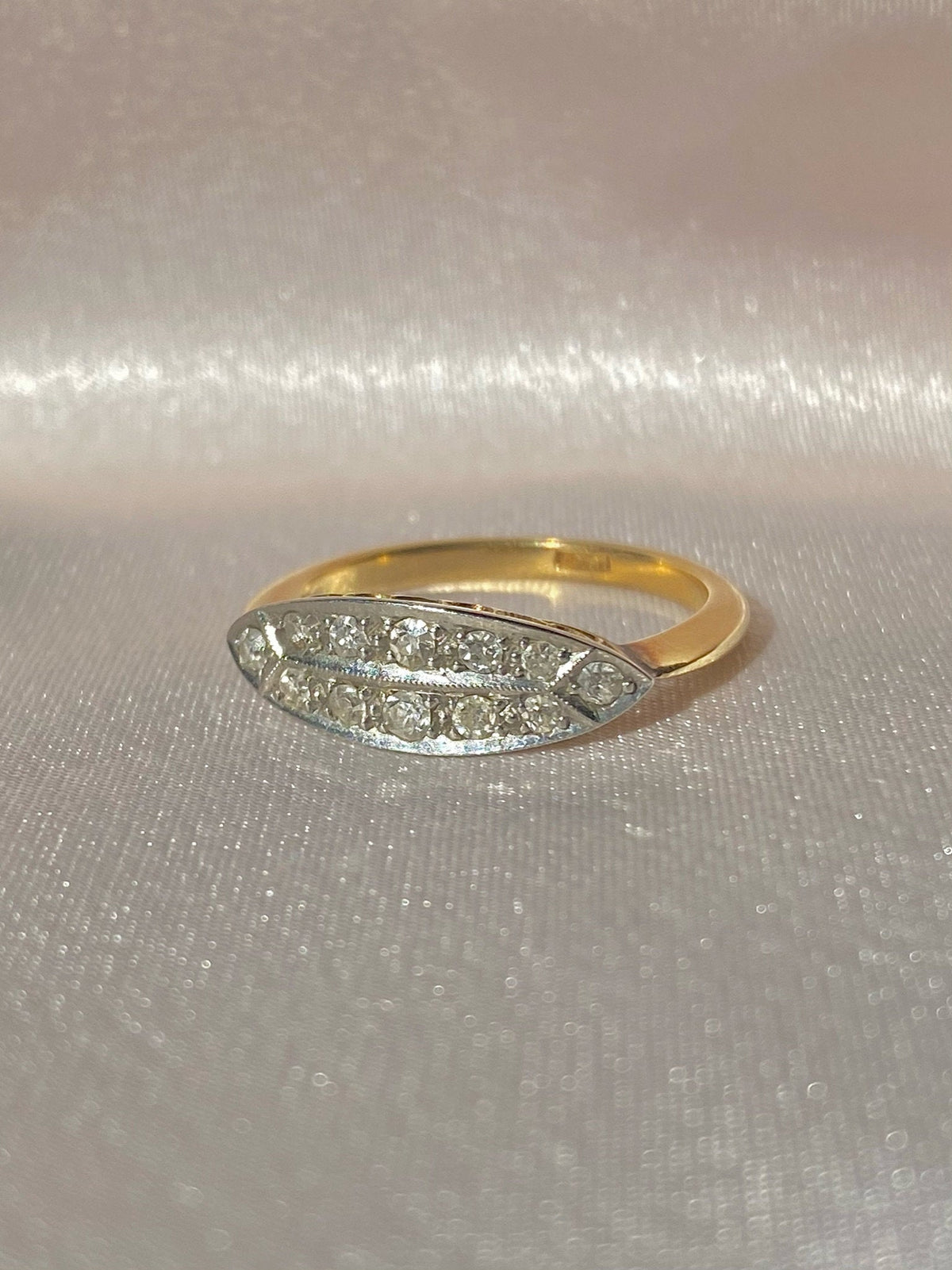 Antique 18k Diamond Art Deco Boat Ring