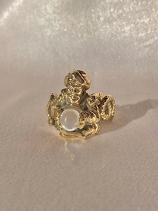 Vintage 10k Moonstone Genie Serpent Cabochon Ring