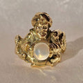 Vintage 10k Moonstone Genie Serpent Cabochon Ring