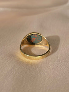 Vintage 9k Bloodstone East West Signet Ring