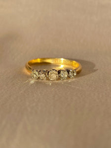 Antique 18k Old Mine Diamond Quintette Ring