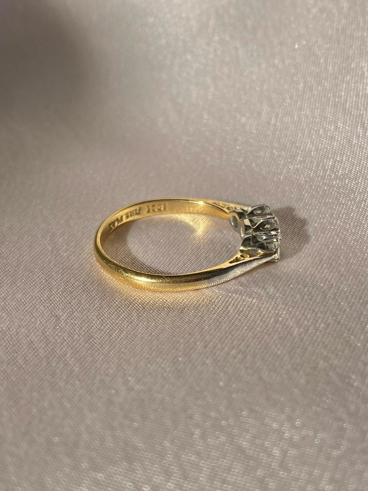 Antique 18k Platinum Trilogy Diamond Art Deco Ring