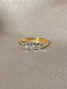 Antique 18k Platinum Trilogy Diamond Art Deco Ring