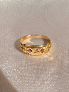 Antique 15k Ruby Diamond Marquise Ring