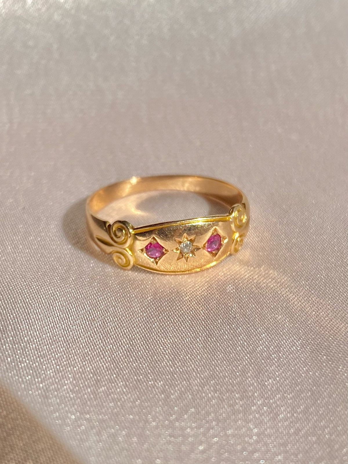 Antique 15k Ruby Diamond Marquise Ring