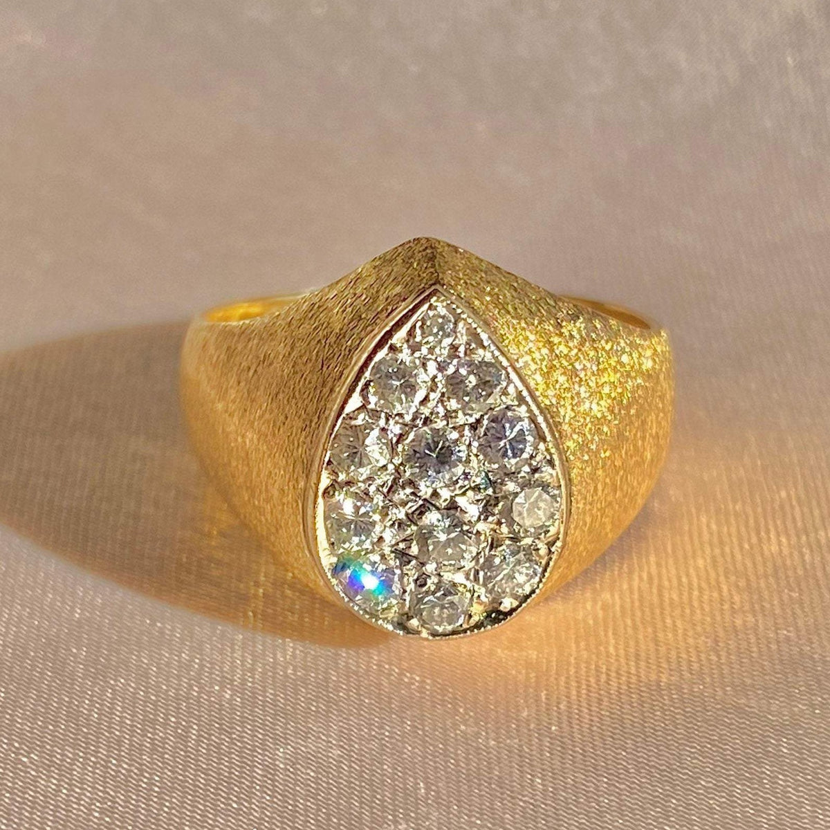 Vintage 14k Diamond Pear Cluster Ring