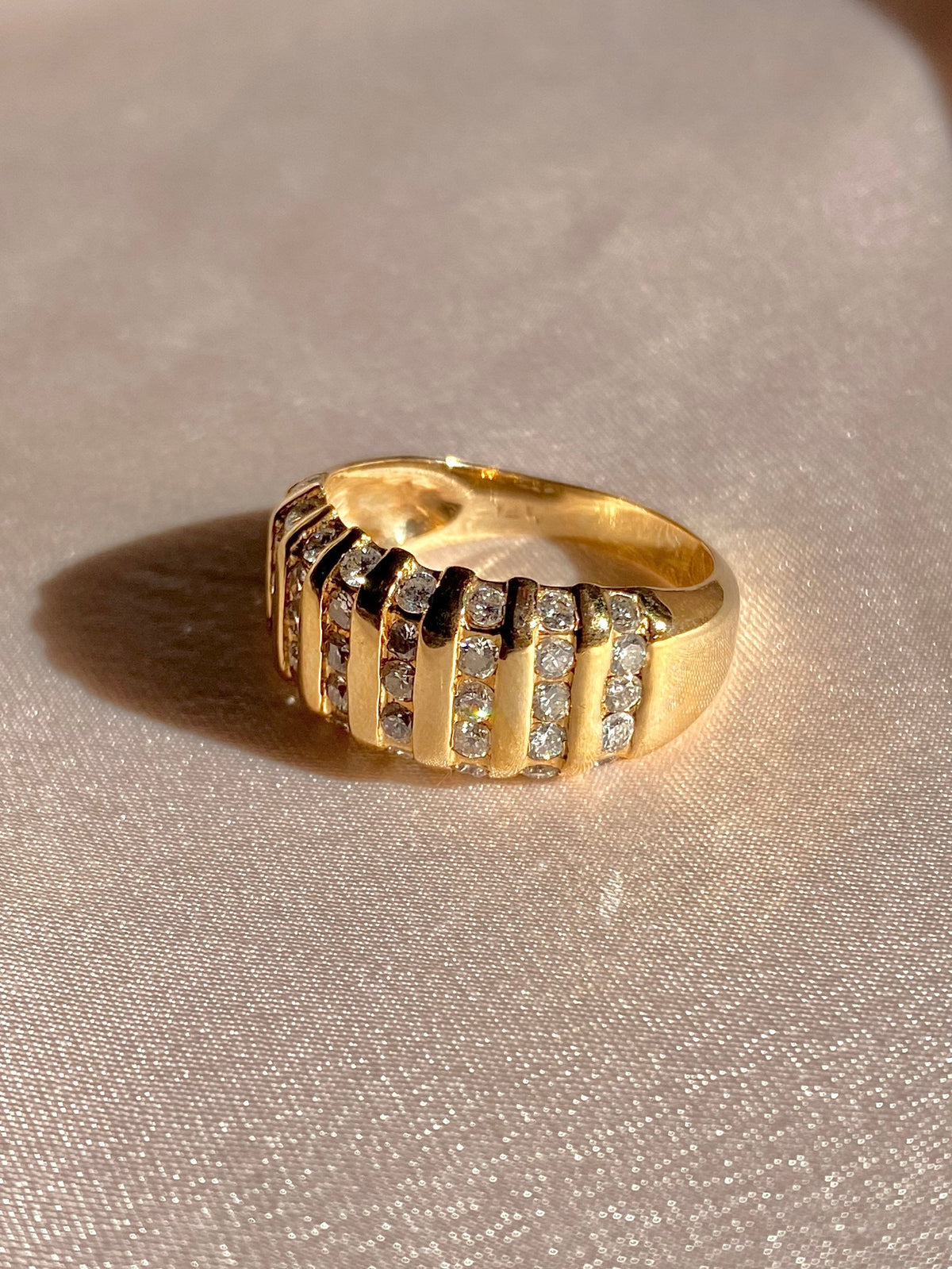 Vintage 14k Diamond Column Ring 1.00 cts
