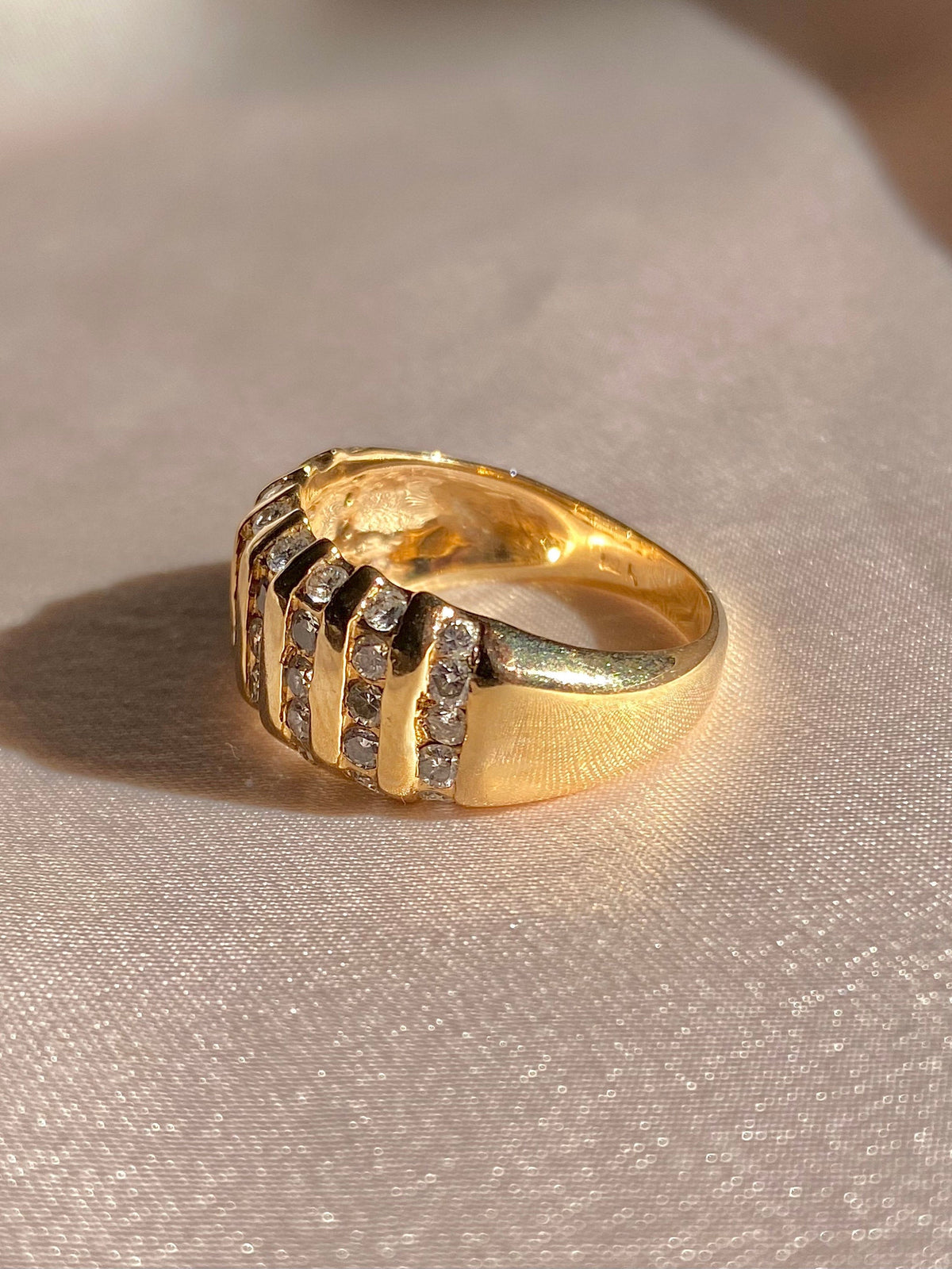 Vintage 14k Diamond Column Ring 1.00 cts