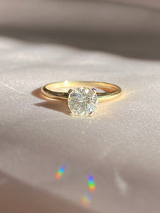 14k Yellow Gold Platinum Solitaire Diamond Ring 1.02 cts