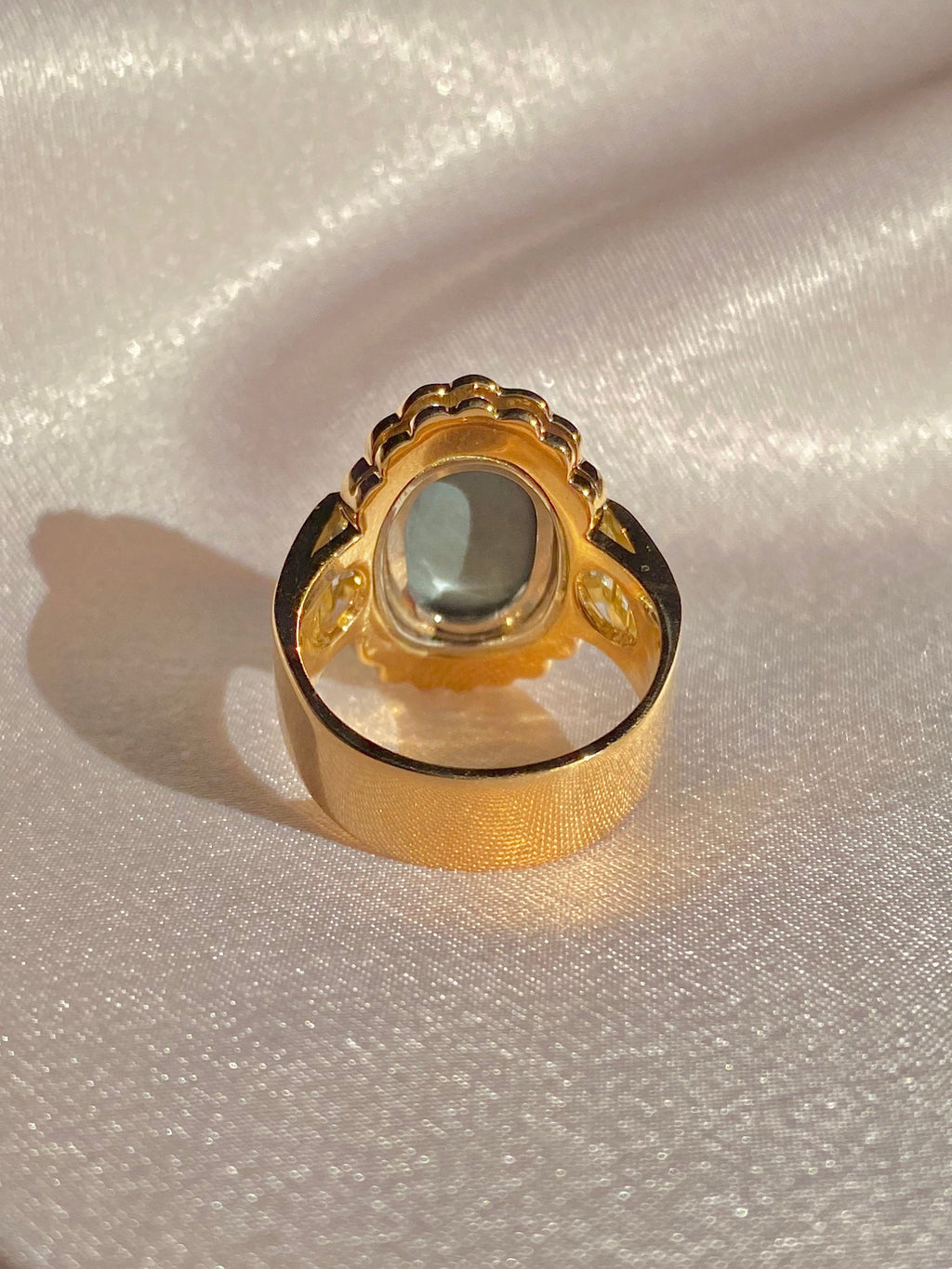 Vintage 18k Opal Asscher Diamond Cluster Ring 5.60 ctw
