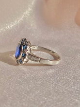 Load image into Gallery viewer, Antique Platinum Sapphire French Cut Diamond Cluster Ring
