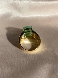 Vintage 14k Carved Jade Diamond Ring
