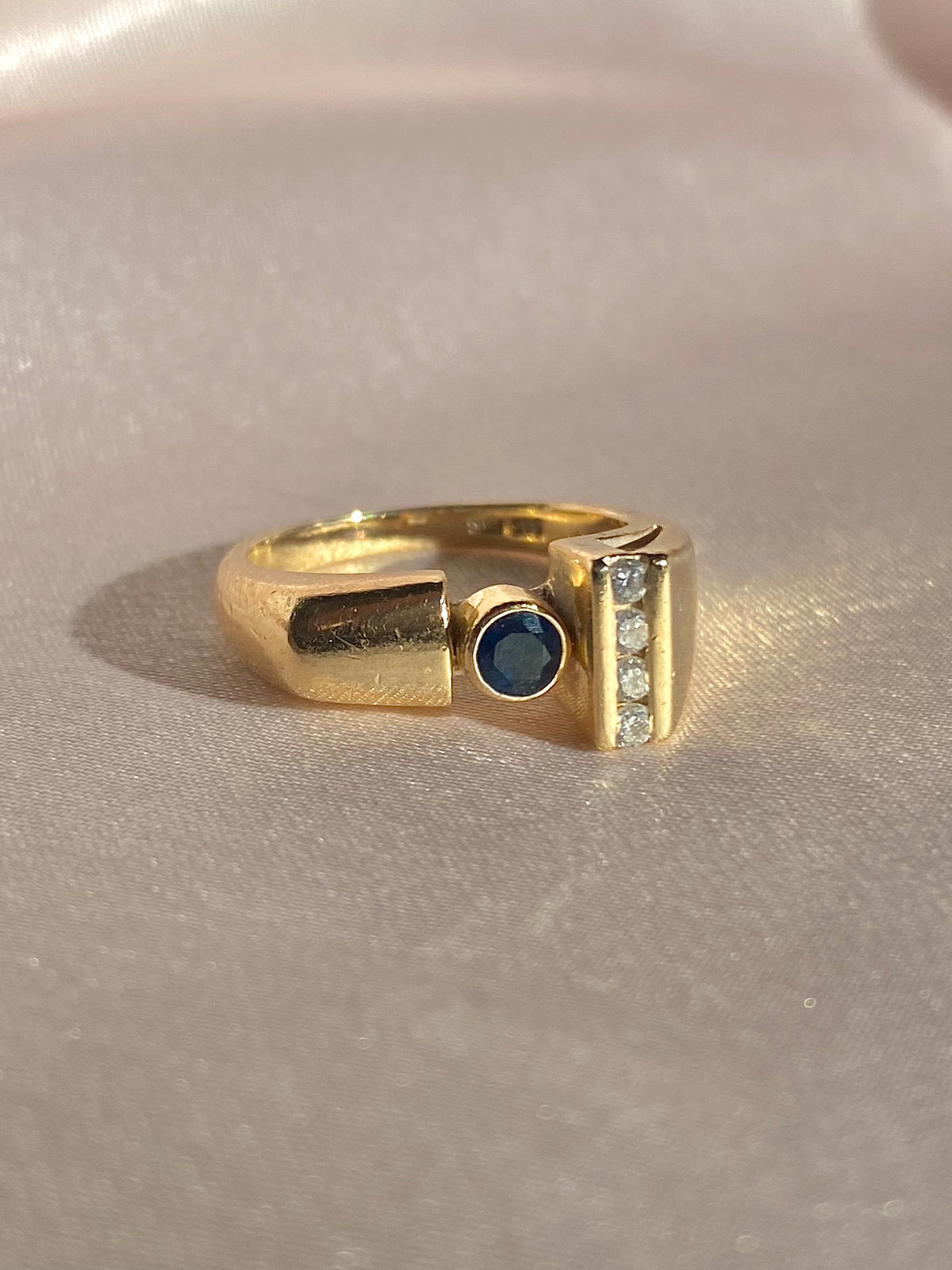 Vintage 14k Spinel Diamond Geometric Ring