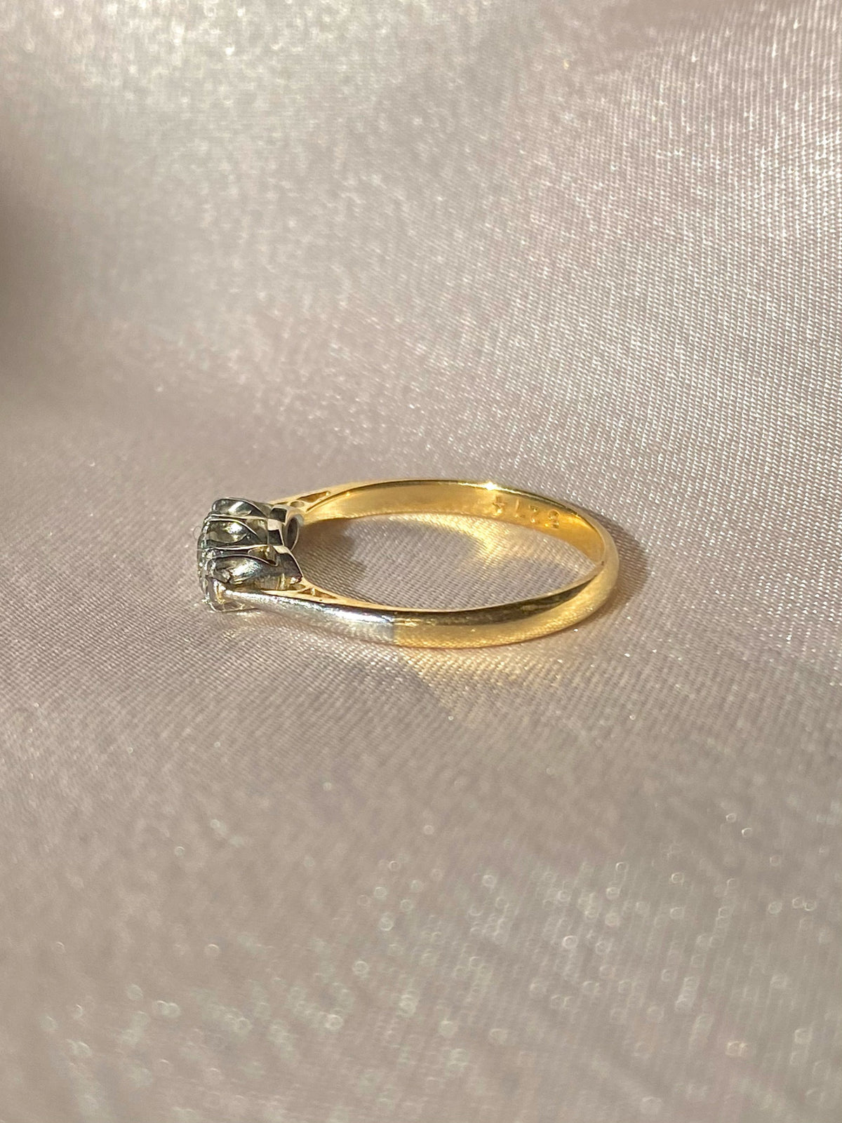 Antique 18k Platinum Trilogy Diamond Art Deco Ring