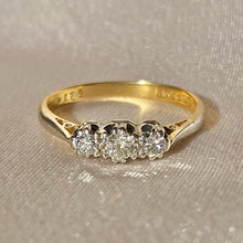 Load image into Gallery viewer, Antique 18k Platinum Trilogy Diamond Art Deco Ring
