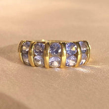 Load image into Gallery viewer, Vintage 9k Tanzanite Diamond Channel Bombe Ring
