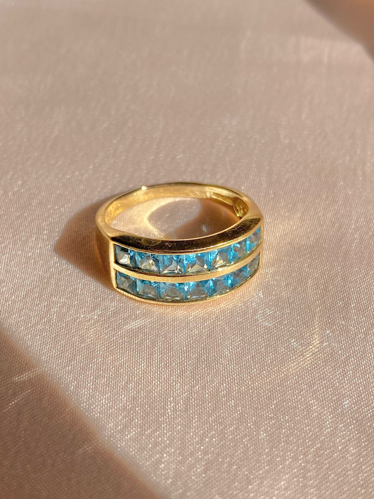 Vintage 14k Topaz Princess Cut Channel Ring