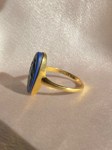 Antique 18k Lapis Lazuli Cameo Ring Wedgwood 1800s