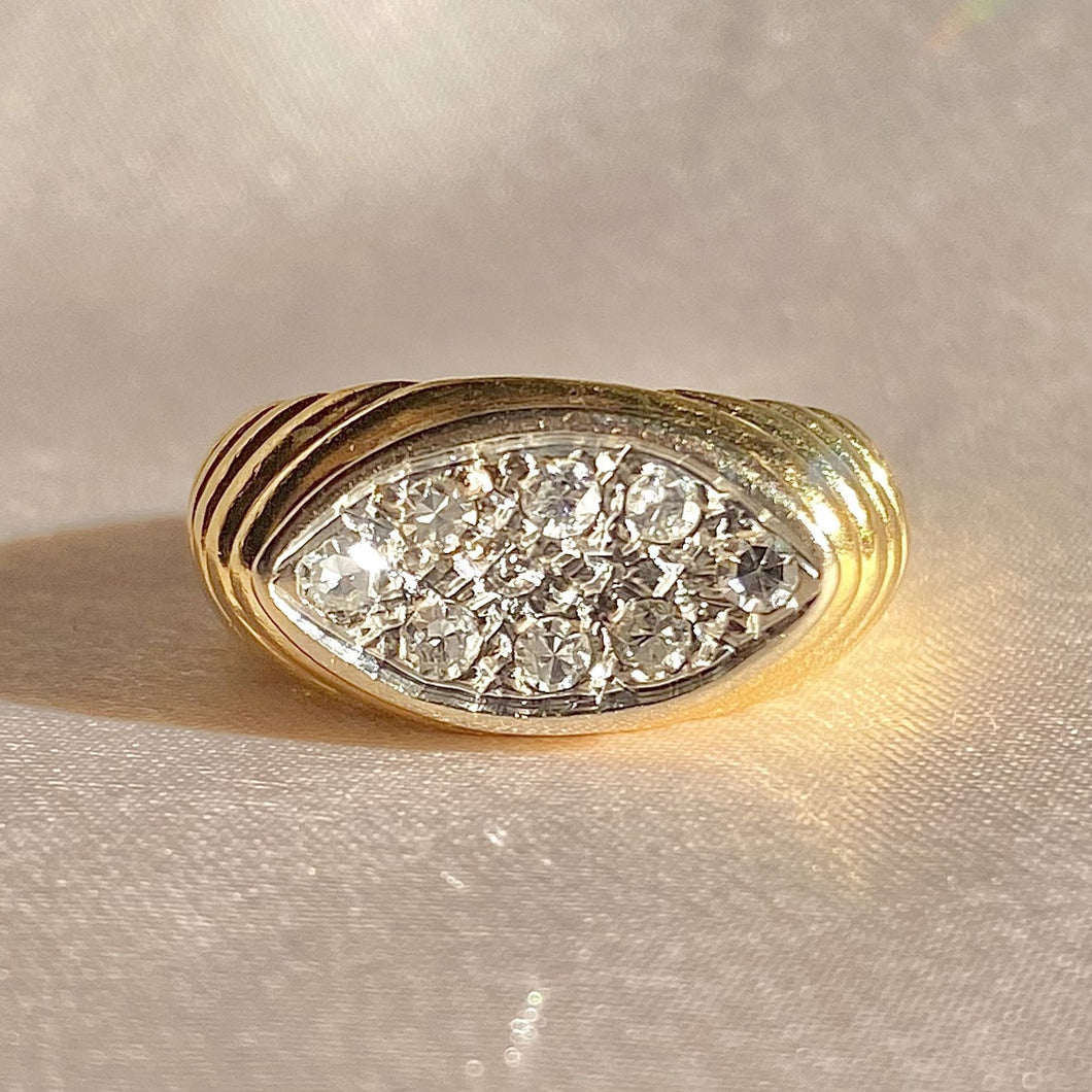 Vintage 18k East West Diamond Cluster Designer Ring by J Rossi