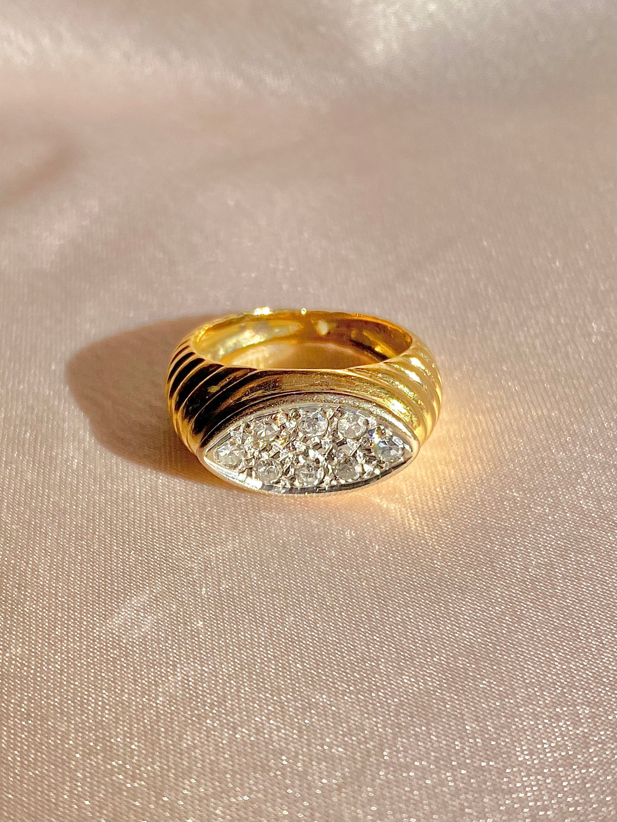 Vintage 18k East West Diamond Cluster Designer Ring by J Rossi