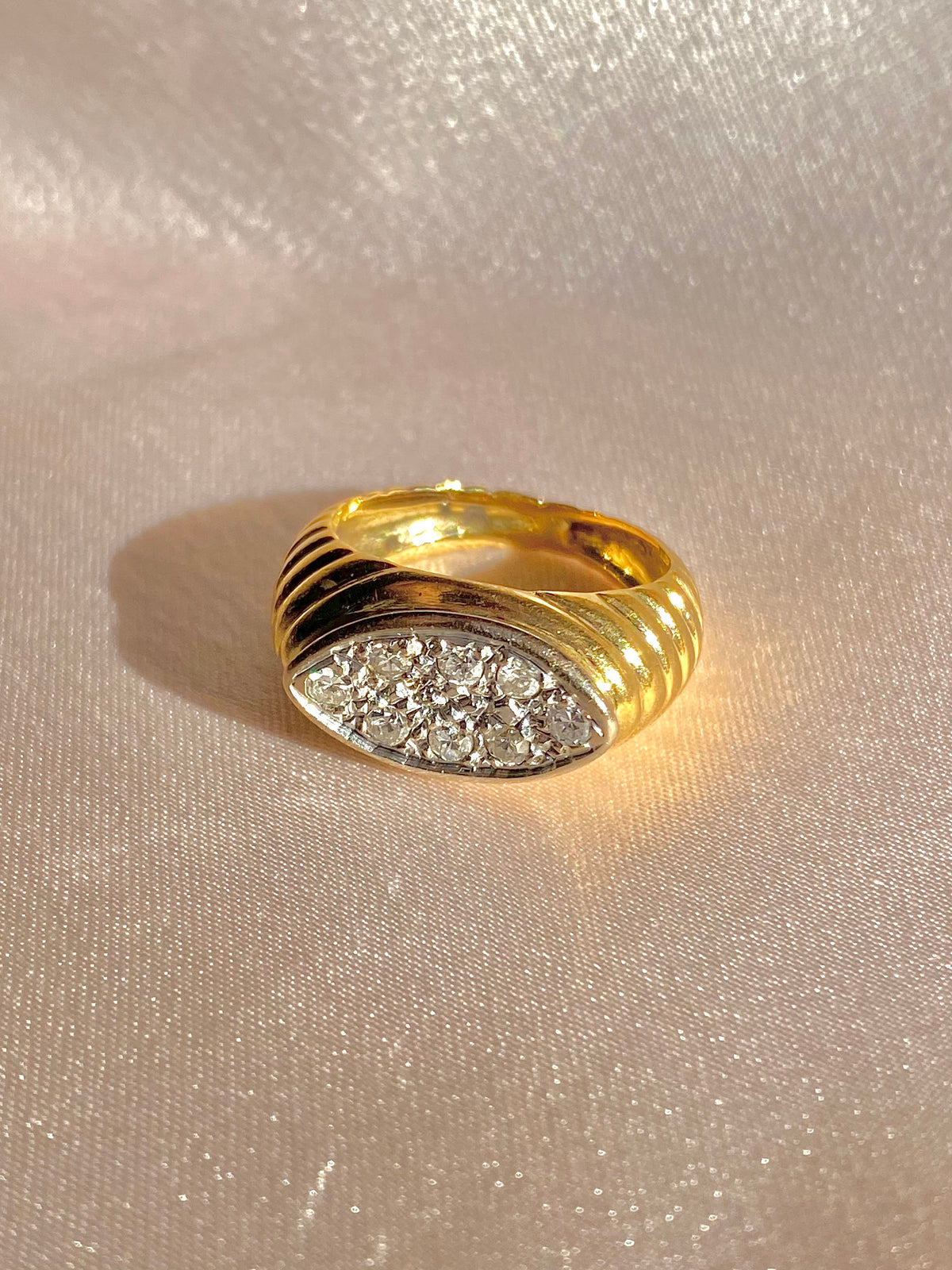 Vintage 18k East West Diamond Cluster Designer Ring by J Rossi